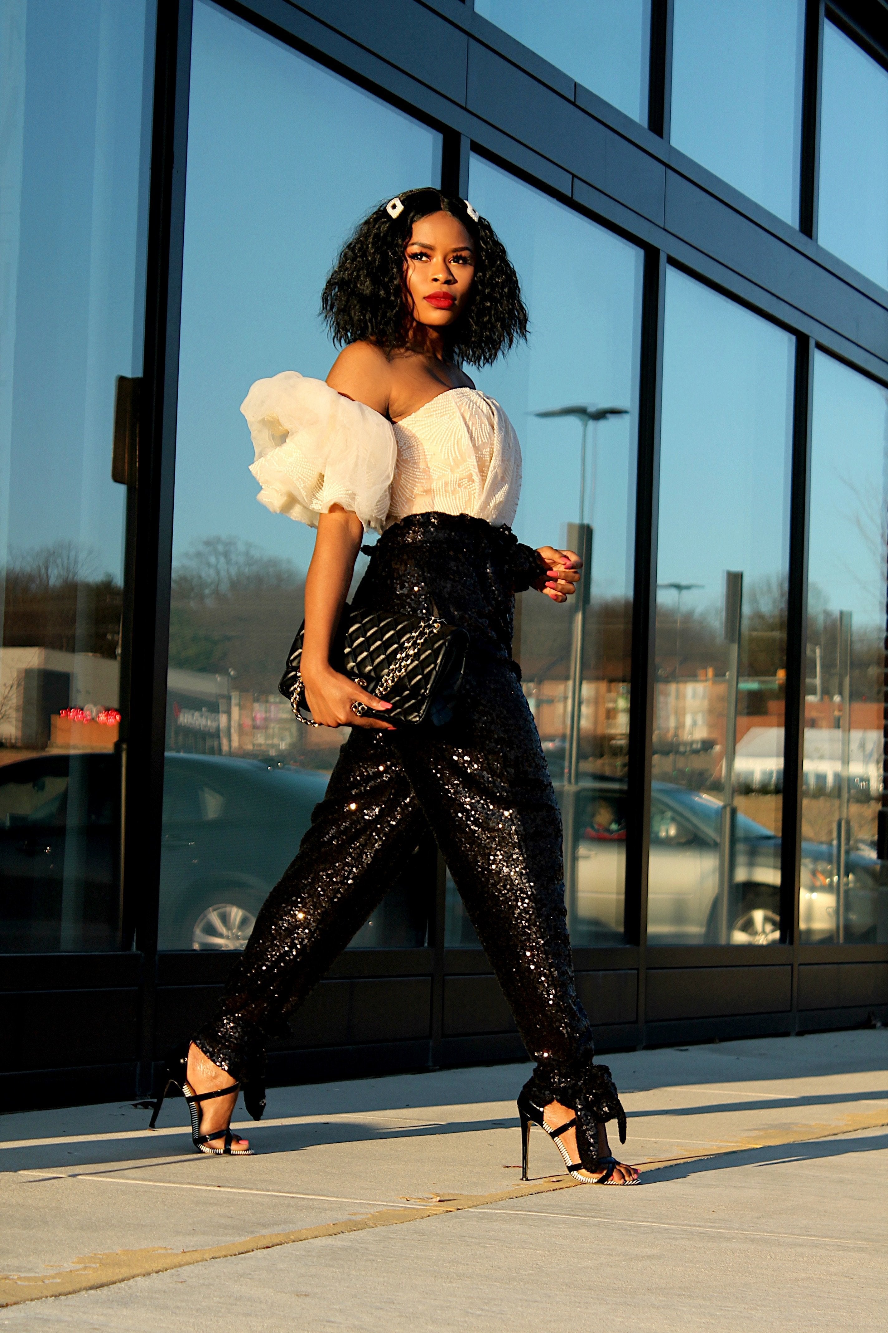 Silver Sequin Women's Black Sequin Pants Style Black Sequin