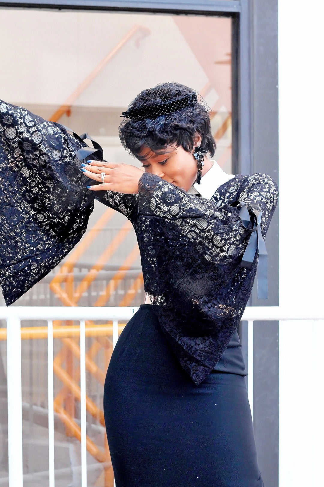 トップス andwang Lace trim ribbon tops Lace trim ribbon tops