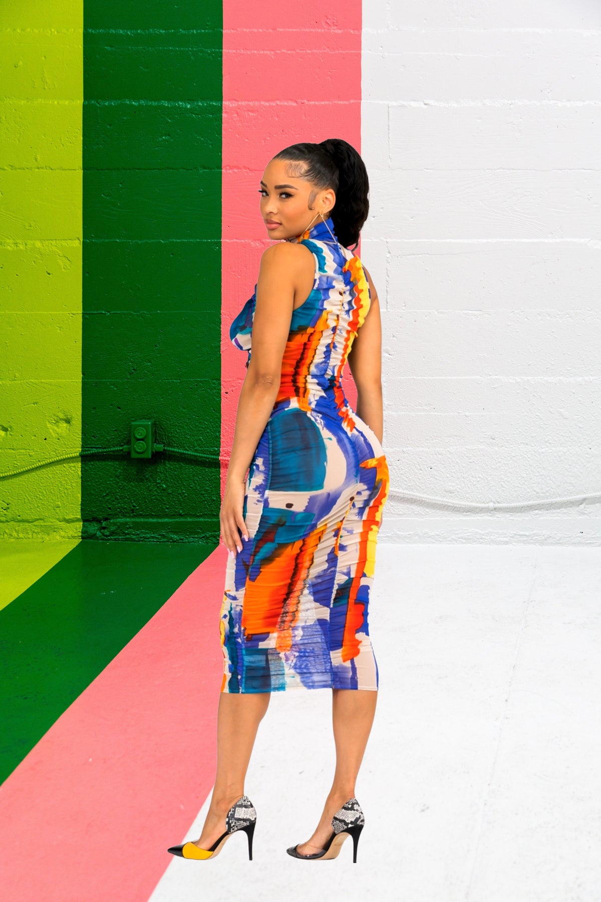 multicolor bodycon dress HERVE LEGER 00s Rainbow Bodycon Dress Garment Modern + Vintage