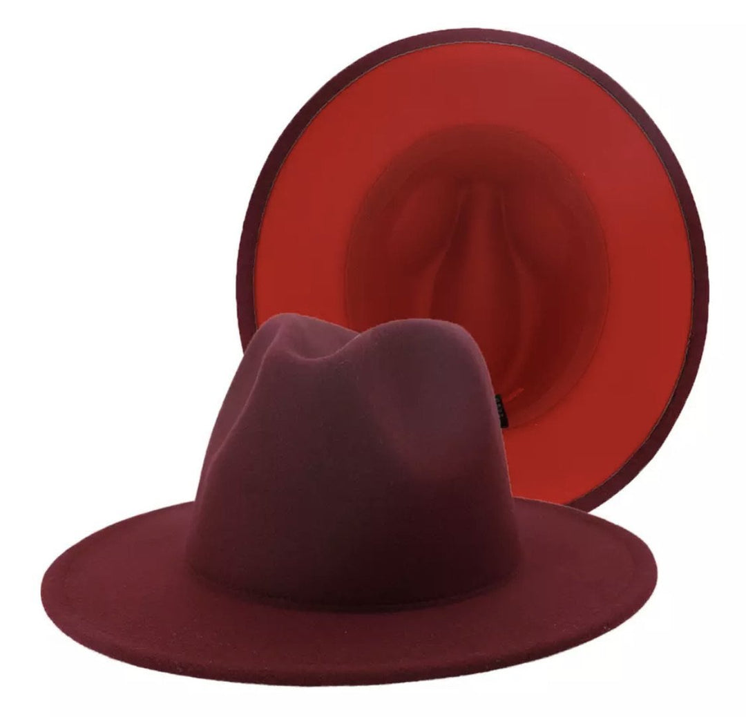 Red Bottom Red And White Fedora Hat Beishanbush Clearance Sales